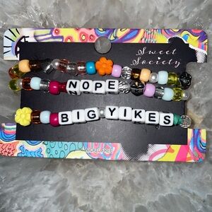 Sweet Society “Big Yikes” “Nope” Beaded Bracelet Set